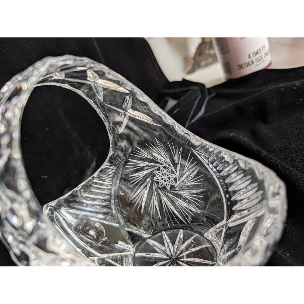 Vintage Bohemian Cut Crystal Basket 6
